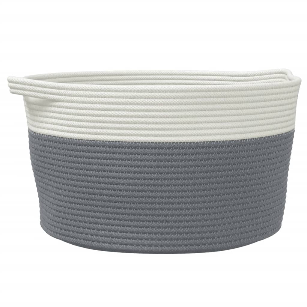 vidaXL Storage Basket Grey and White Ø40x25 cm Cotton