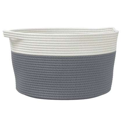 vidaXL Storage Basket Grey and White Ø40x25 cm Cotton