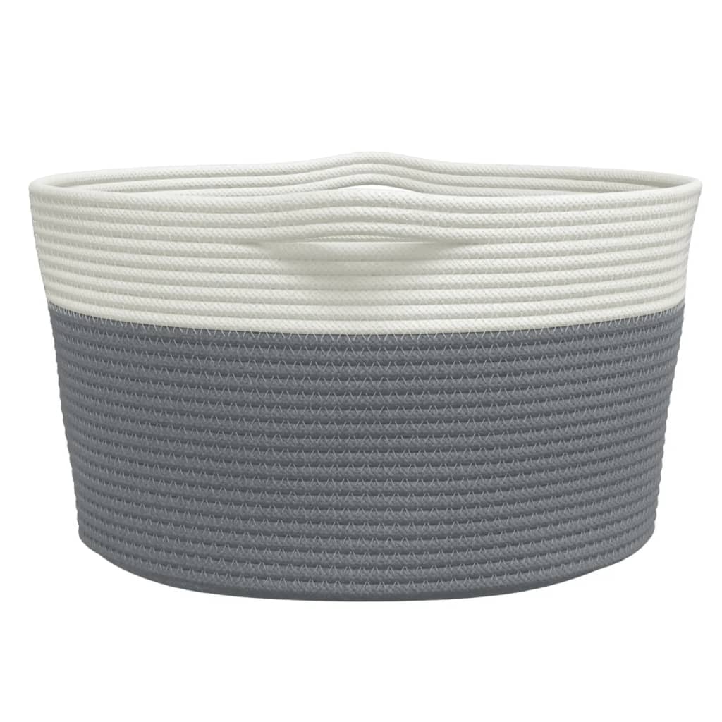 vidaXL Storage Basket Grey and White Ø40x25 cm Cotton