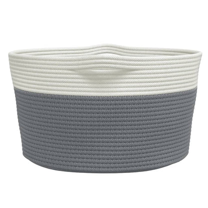 vidaXL Storage Basket Grey and White Ø40x25 cm Cotton