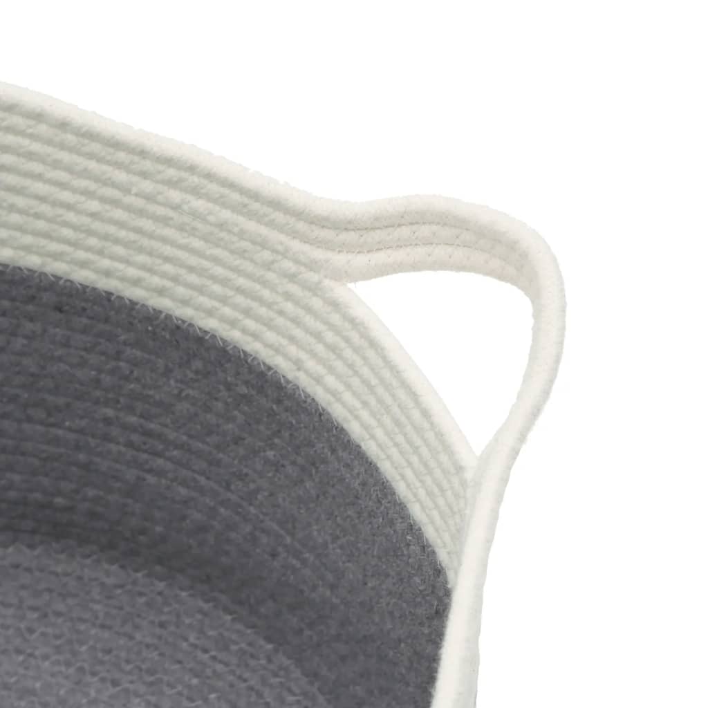 vidaXL Storage Basket Grey and White Ø40x25 cm Cotton