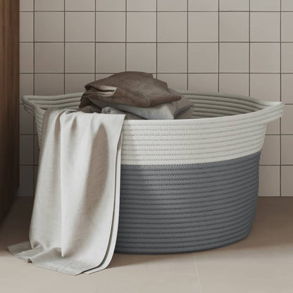 vidaXL Storage Basket Grey and White Ø40x25 cm Cotton
