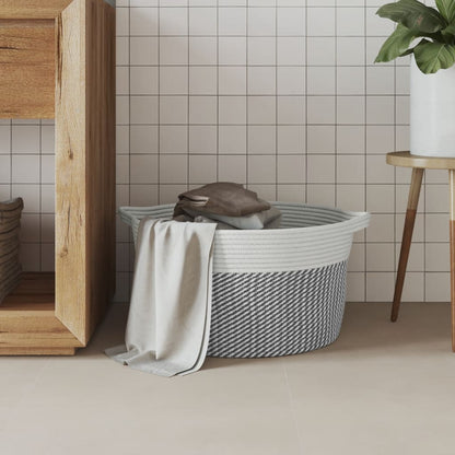 vidaXL Storage Basket Grey and White Ø40x25 cm Cotton