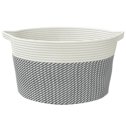 vidaXL Storage Basket Grey and White Ø40x25 cm Cotton