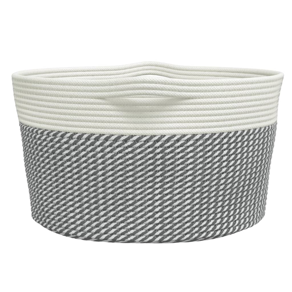 vidaXL Storage Basket Grey and White Ø40x25 cm Cotton