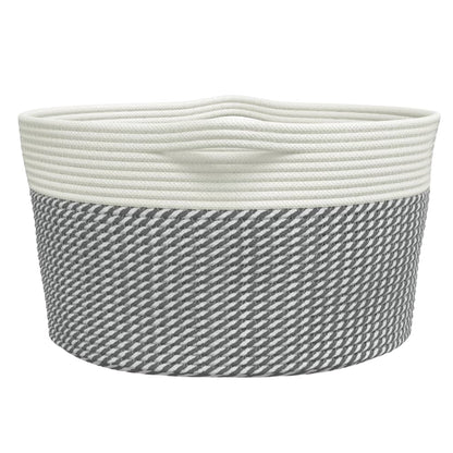 vidaXL Storage Basket Grey and White Ø40x25 cm Cotton