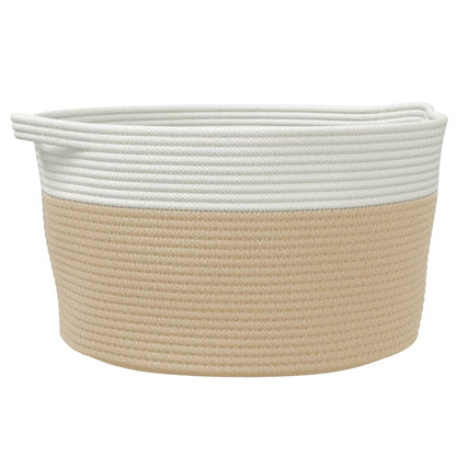 vidaXL Storage Basket Beige and White Ø40x25 cm Cotton