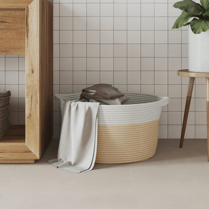 vidaXL Storage Basket Beige and White Ø40x25 cm Cotton