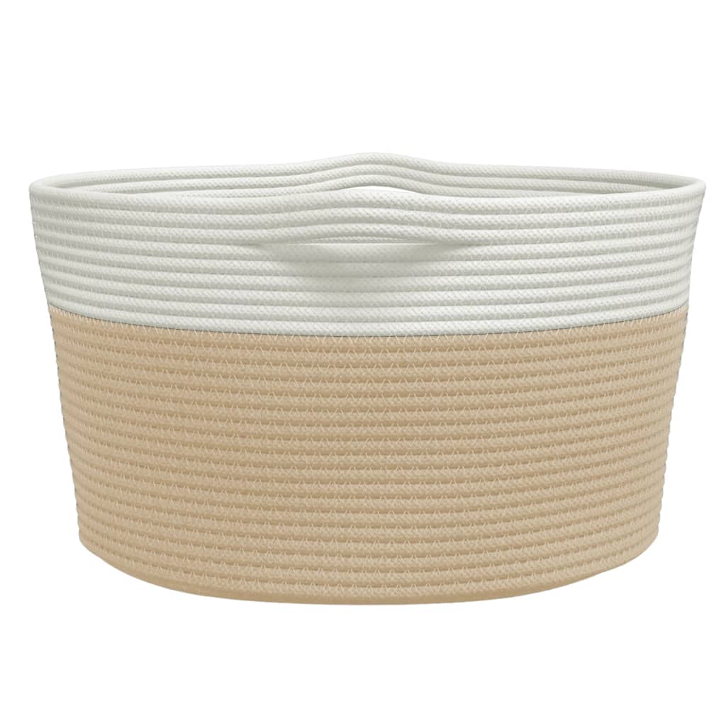 vidaXL Storage Basket Beige and White Ø40x25 cm Cotton