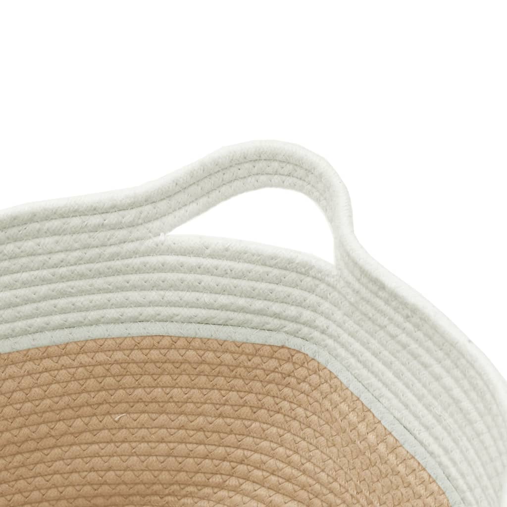vidaXL Storage Basket Beige and White Ø40x25 cm Cotton