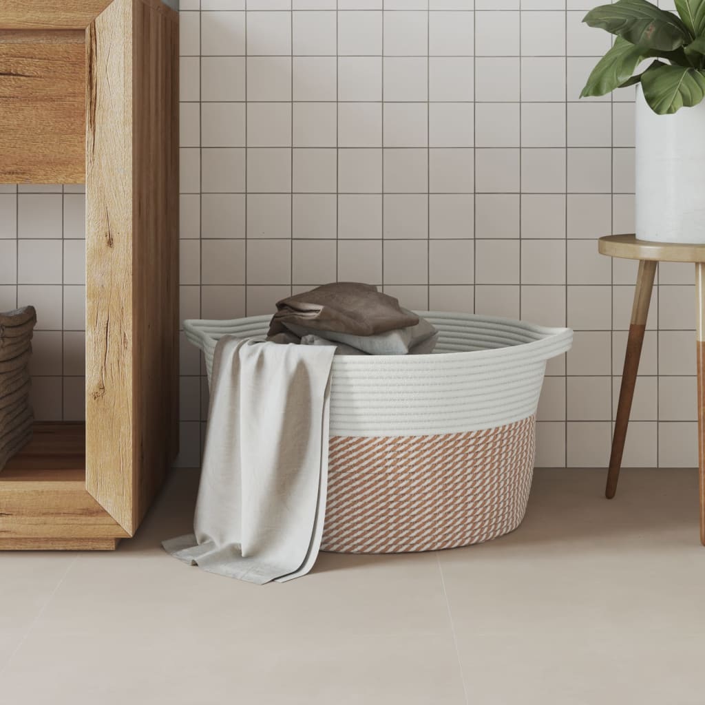 vidaXL Storage Basket Brown and White Ø40x25 cm Cotton
