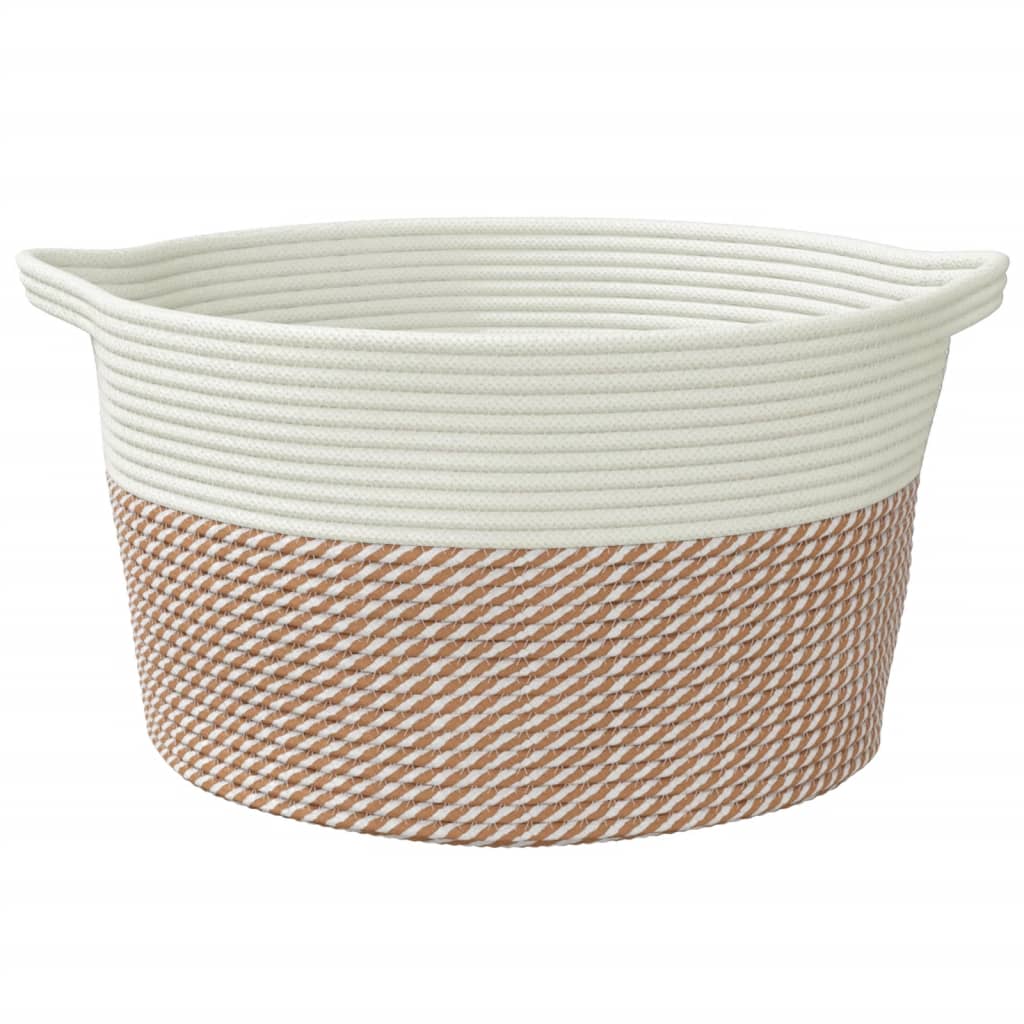 vidaXL Storage Basket Brown and White Ø40x25 cm Cotton