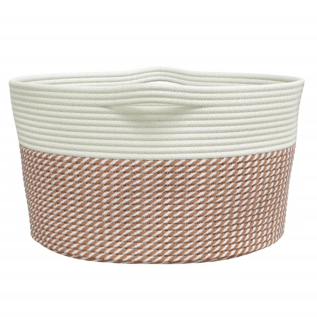 vidaXL Storage Basket Brown and White Ø40x25 cm Cotton
