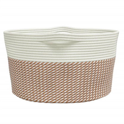 vidaXL Storage Basket Brown and White Ø40x25 cm Cotton