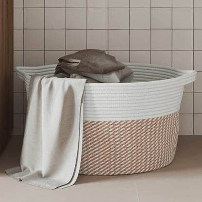 vidaXL Storage Basket Brown and White Ø40x25 cm Cotton