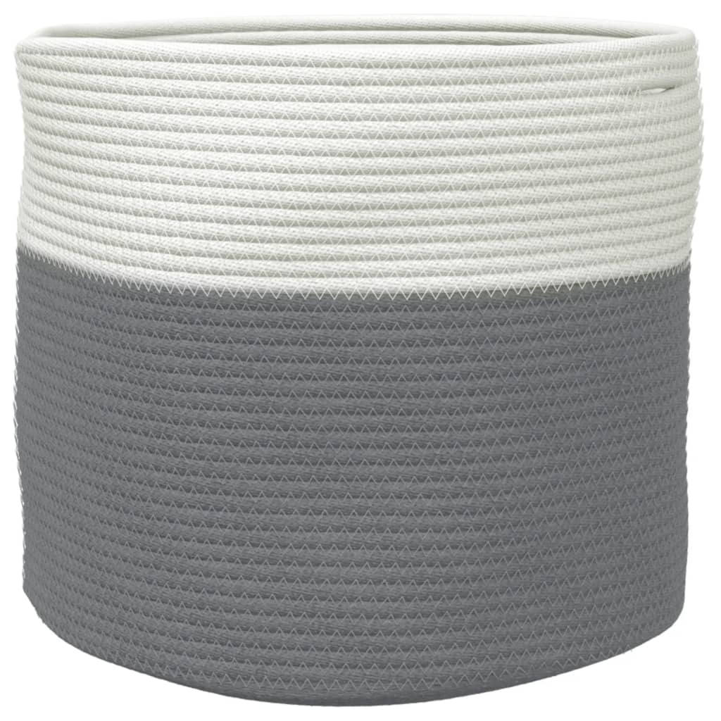 vidaXL Storage Basket Grey and White Ø40x35 cm Cotton