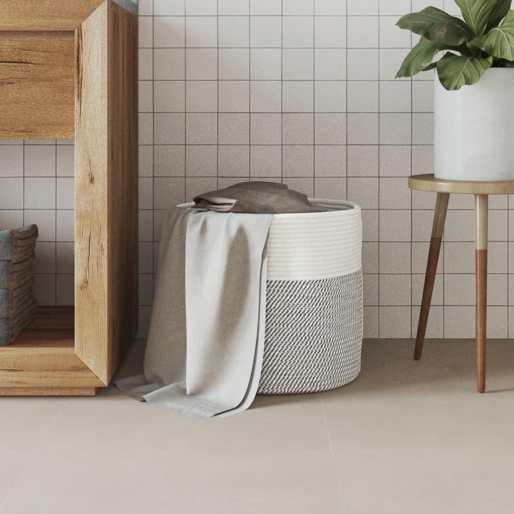vidaXL Storage Basket Grey and White Ø40x35 cm Cotton