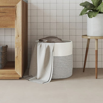 vidaXL Storage Basket Grey and White Ø40x35 cm Cotton