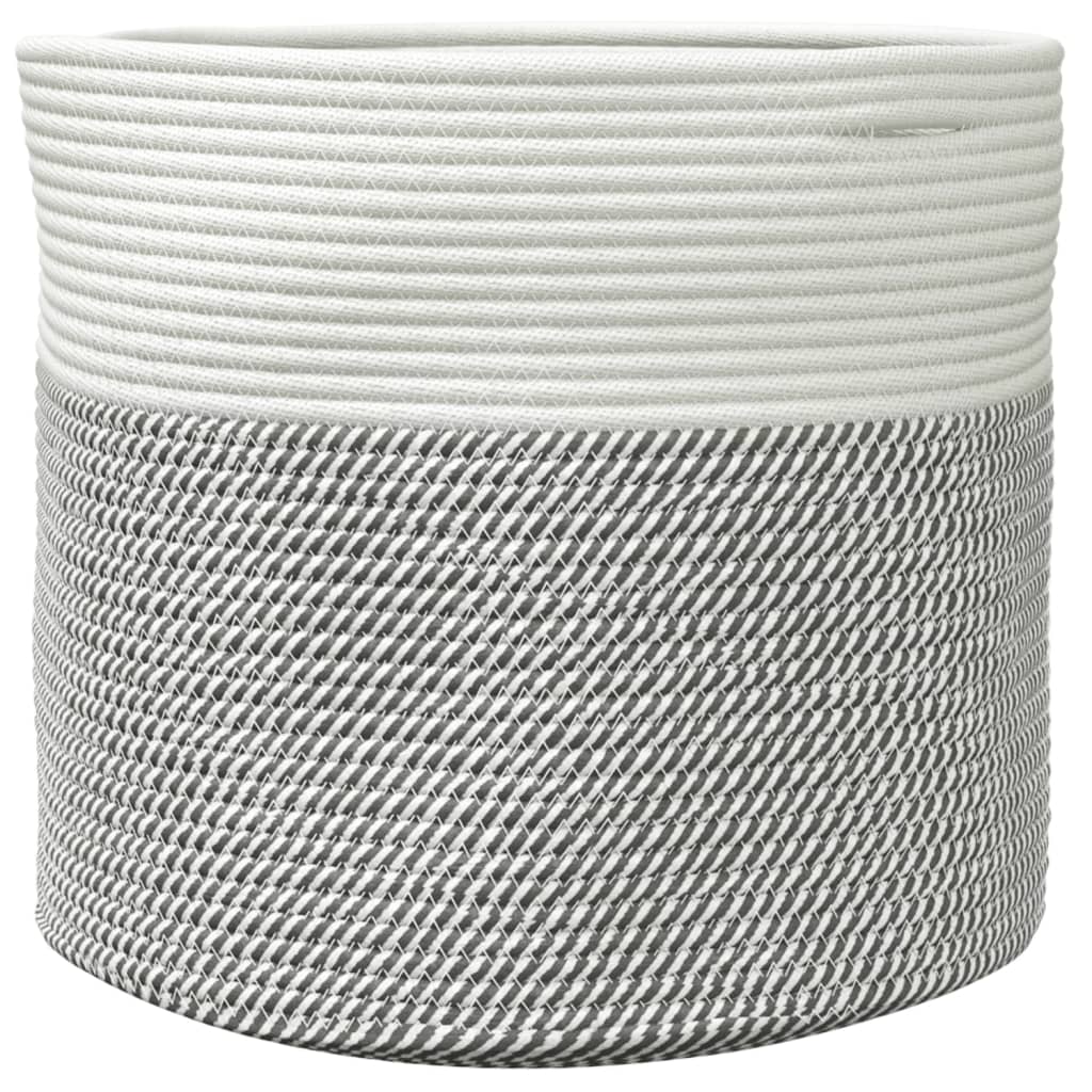 vidaXL Storage Basket Grey and White Ø40x35 cm Cotton