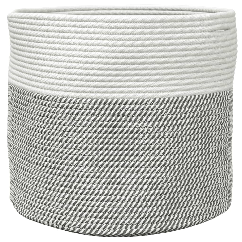 vidaXL Storage Basket Grey and White Ø40x35 cm Cotton