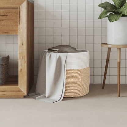 vidaXL Storage Basket Brown and White Ø40x35 cm Cotton