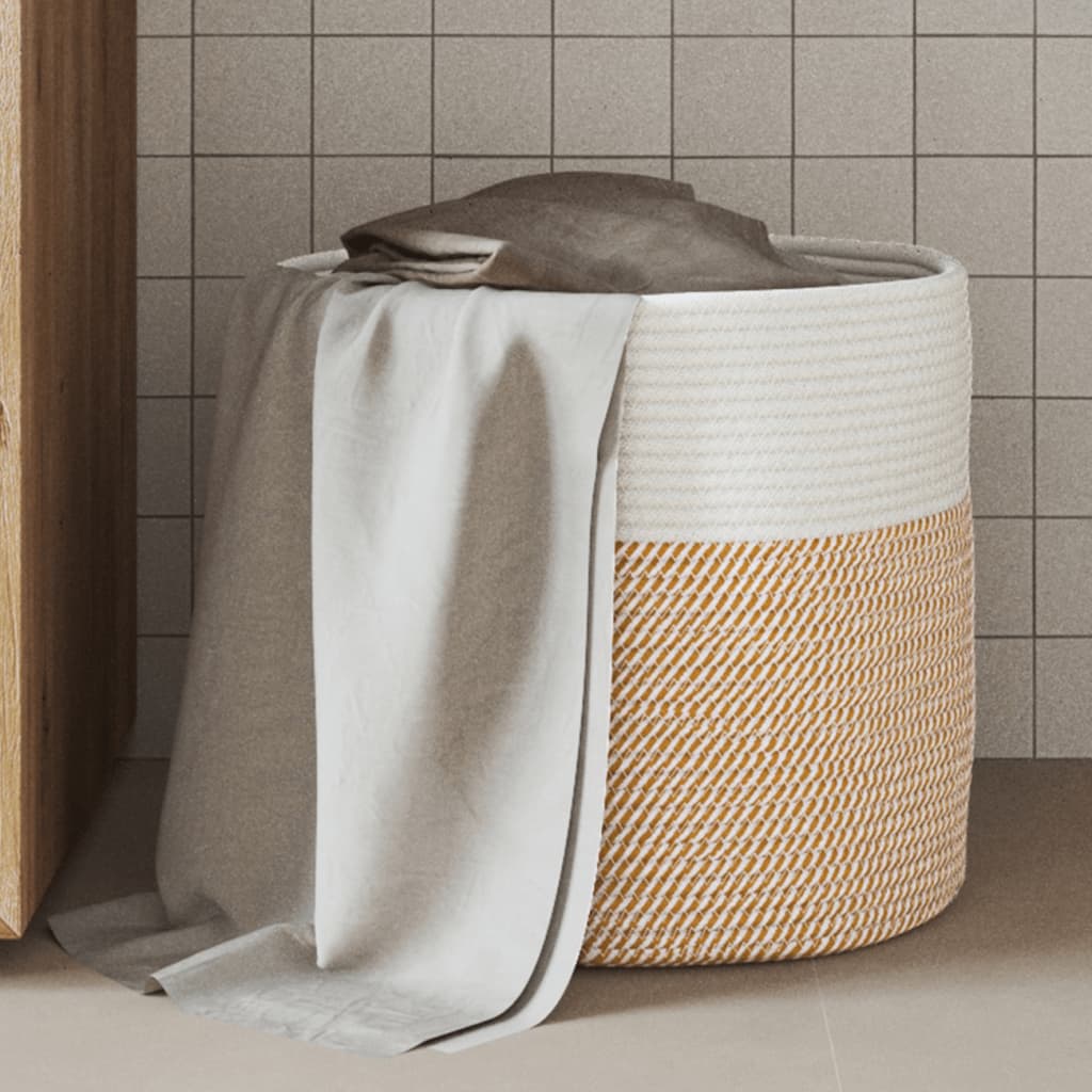 vidaXL Storage Basket Brown and White Ø40x35 cm Cotton
