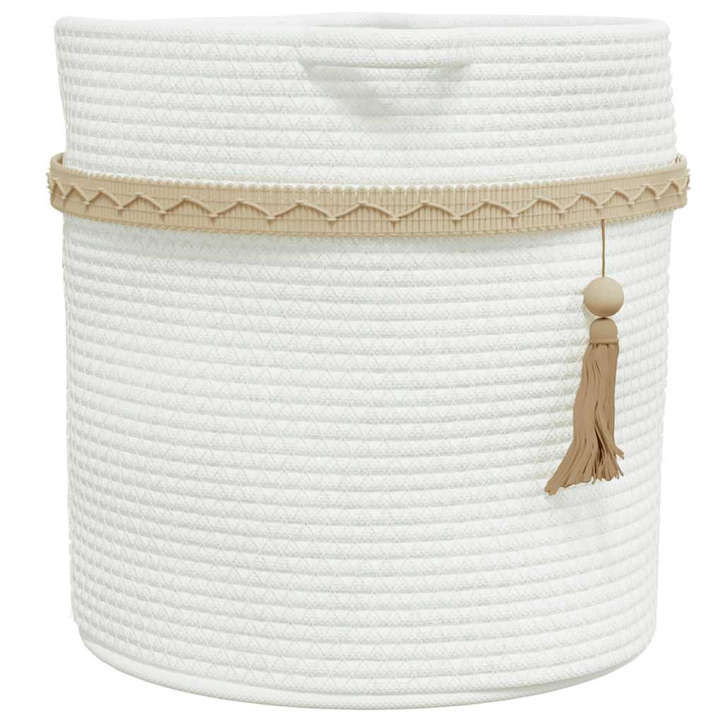 vidaXL Storage Basket White Ø38x36 cm Cotton