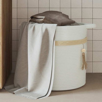 vidaXL Storage Basket White Ø38x36 cm Cotton