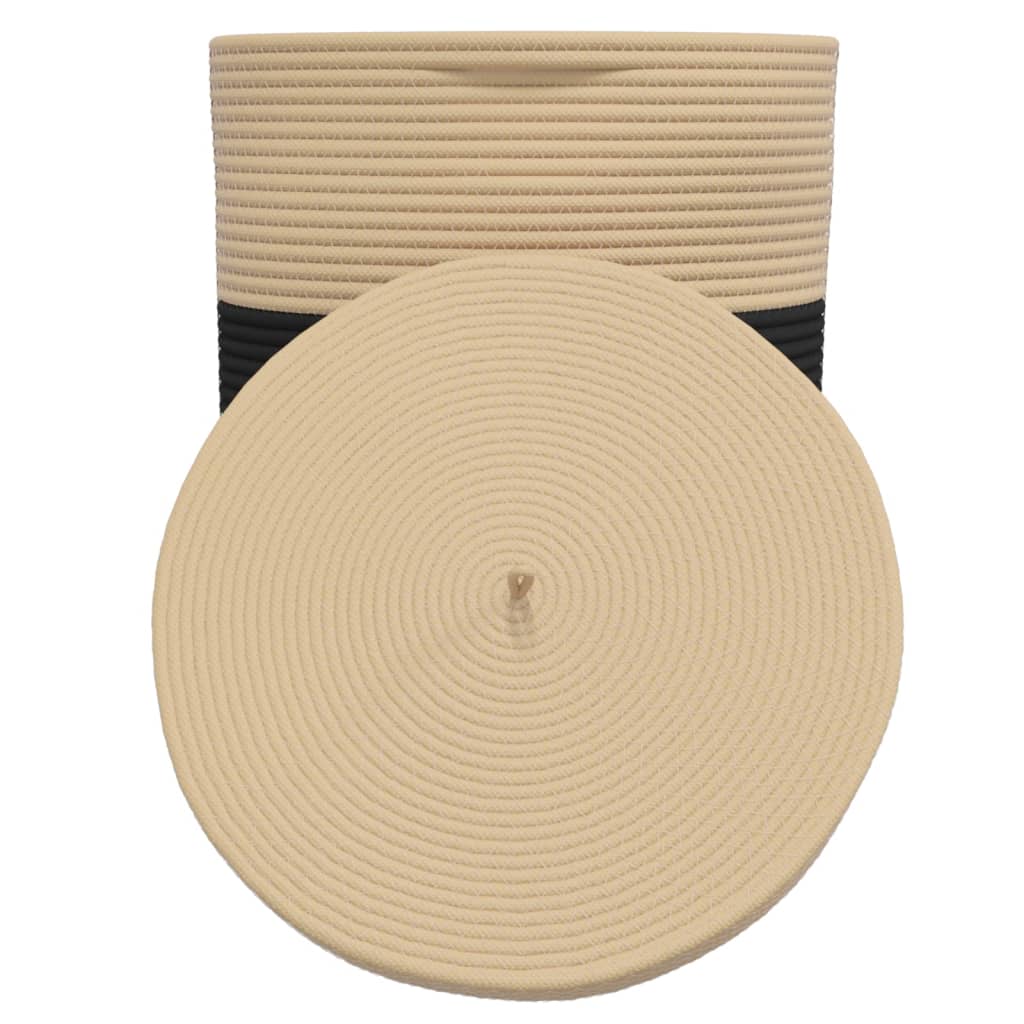 vidaXL Storage Basket with Lid Black and Beige Ø37x50 cm Cotton