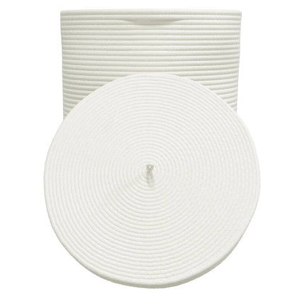 vidaXL Storage Basket with Lid Brown and White Ø37x50 cm Cotton
