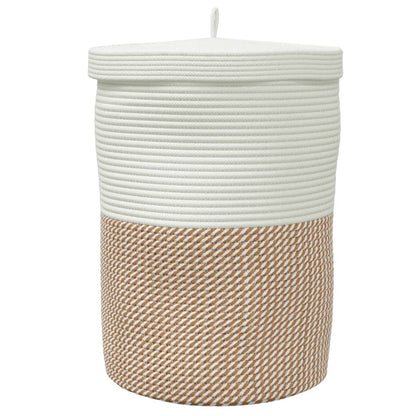 vidaXL Storage Basket with Lid Brown and White Ø37x50 cm Cotton