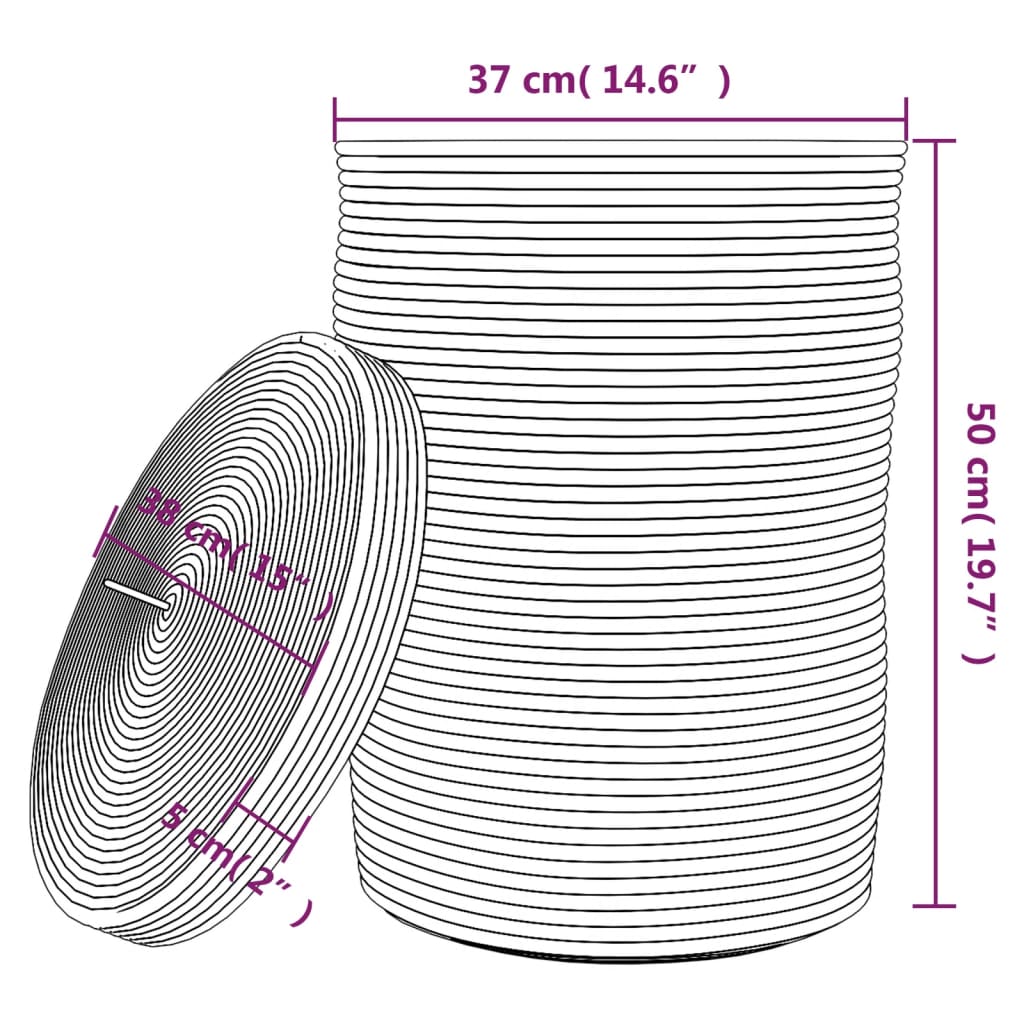 vidaXL Storage Basket with Lid Brown and White Ø37x50 cm Cotton