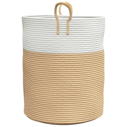 vidaXL Storage Basket Beige and White Ø38x46 cm Cotton