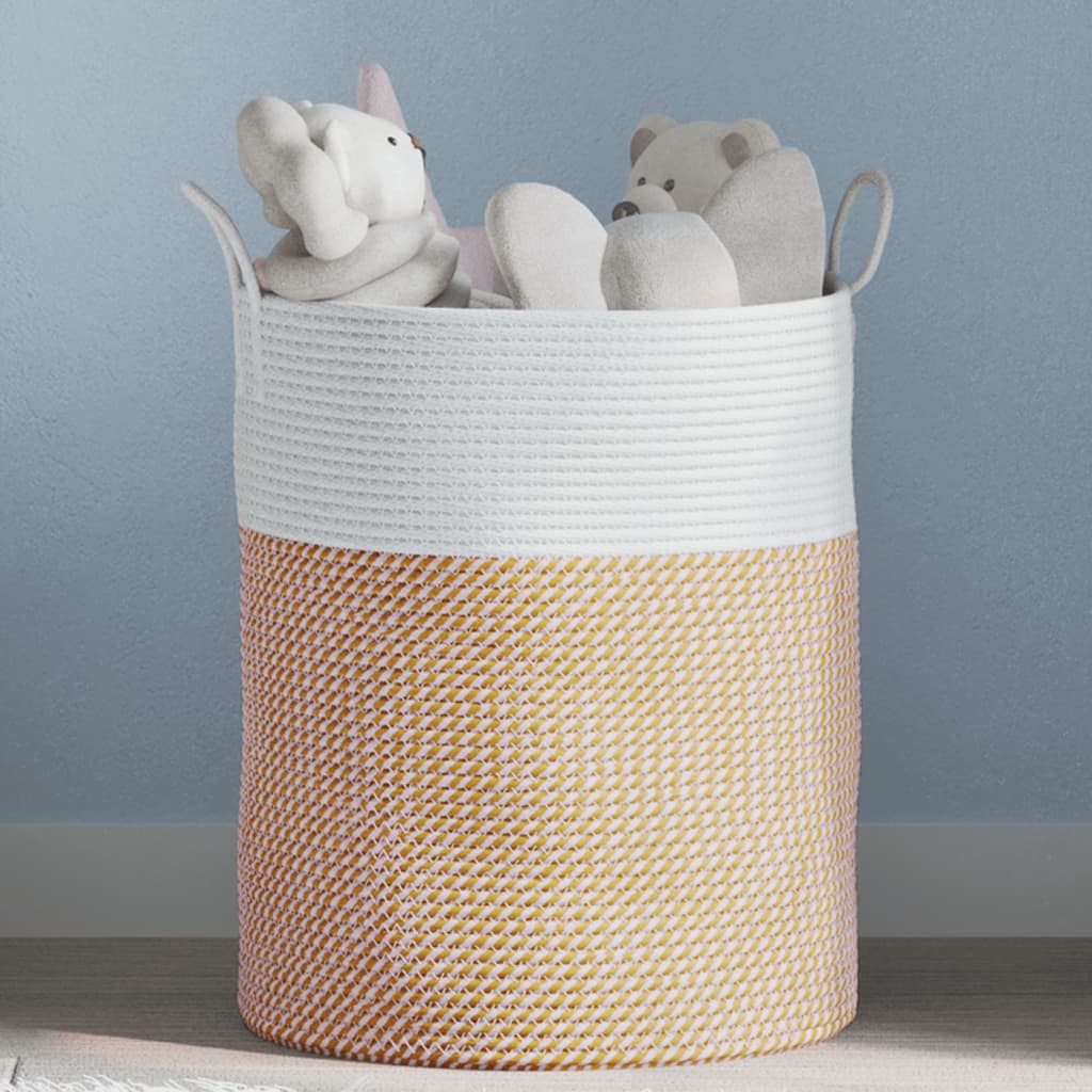 vidaXL Storage Basket Brown and White Ø38x46 cm Cotton