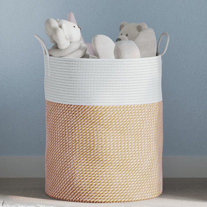 vidaXL Storage Basket Brown and White Ø38x46 cm Cotton