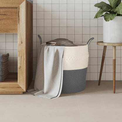 vidaXL Storage Basket Grey and White Ø43x38 cm Cotton