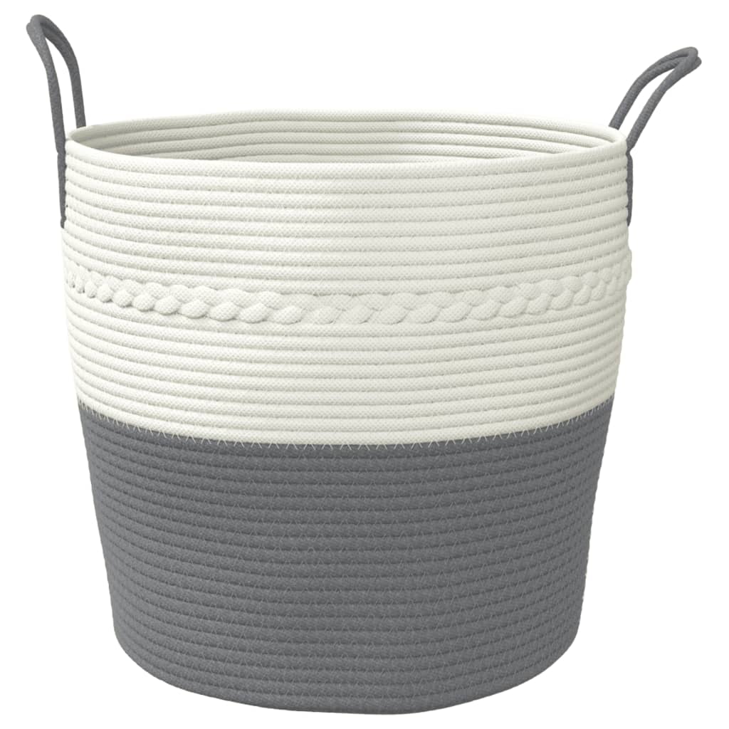 vidaXL Storage Basket Grey and White Ø43x38 cm Cotton