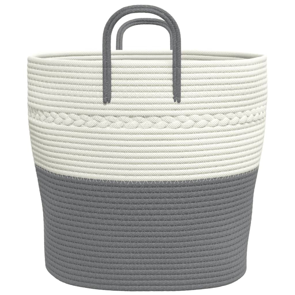 vidaXL Storage Basket Grey and White Ø43x38 cm Cotton