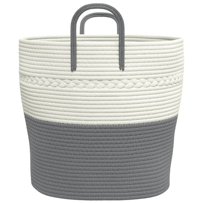 vidaXL Storage Basket Grey and White Ø43x38 cm Cotton