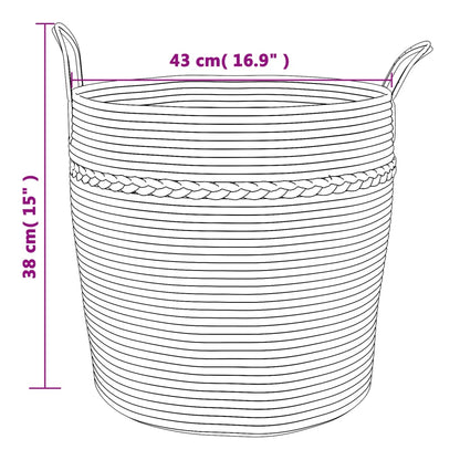 vidaXL Storage Basket Grey and White Ø43x38 cm Cotton