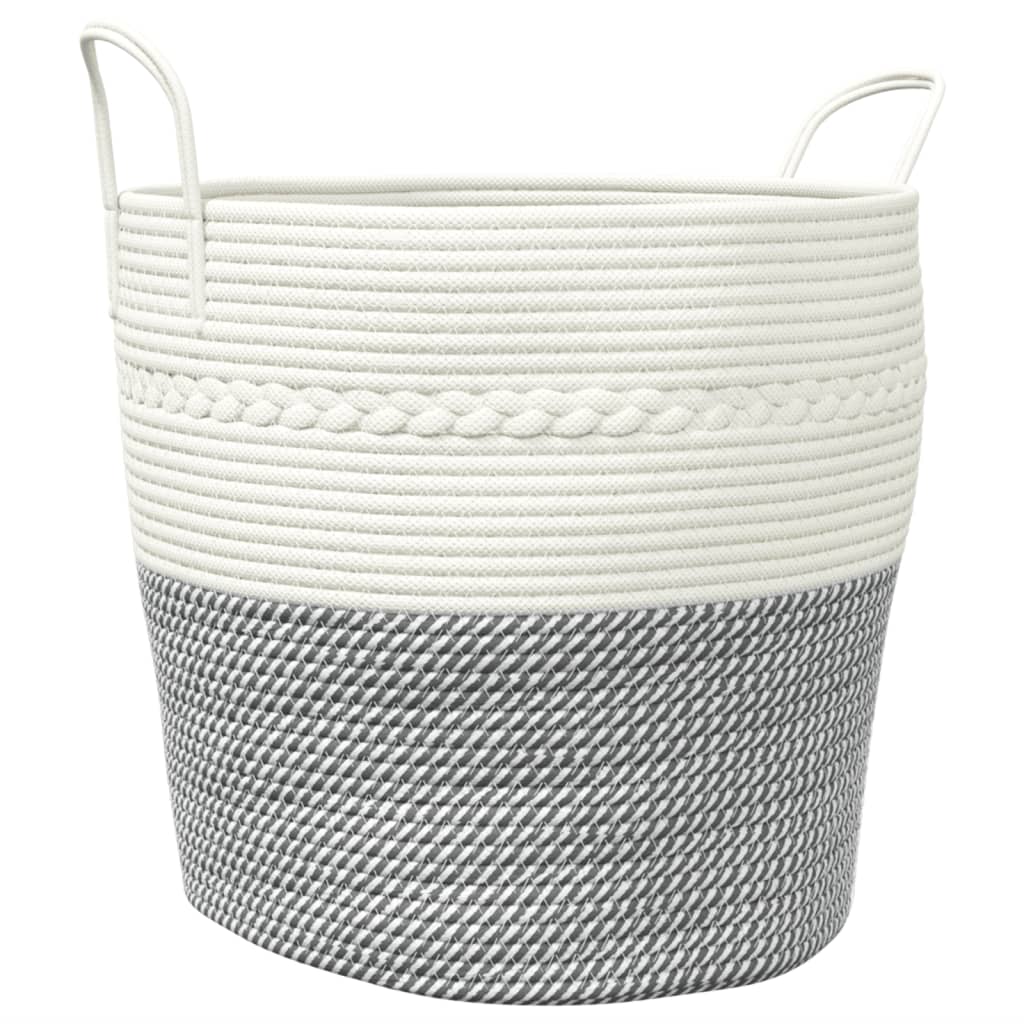 vidaXL Storage Basket Grey and White Ø43x38 cm Cotton