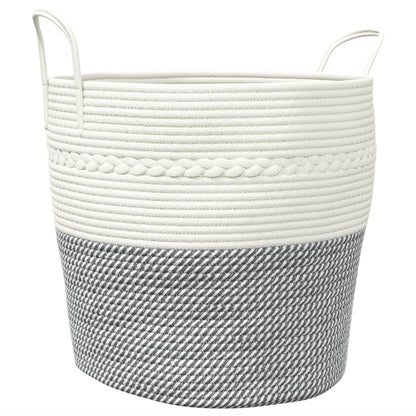 vidaXL Storage Basket Grey and White Ø43x38 cm Cotton