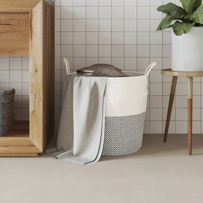 vidaXL Storage Basket Grey and White Ø43x38 cm Cotton