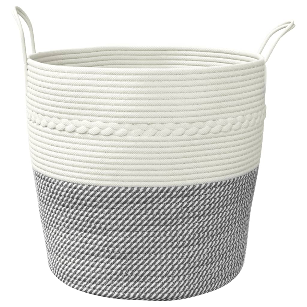 vidaXL Storage Basket Grey and White Ø43x38 cm Cotton