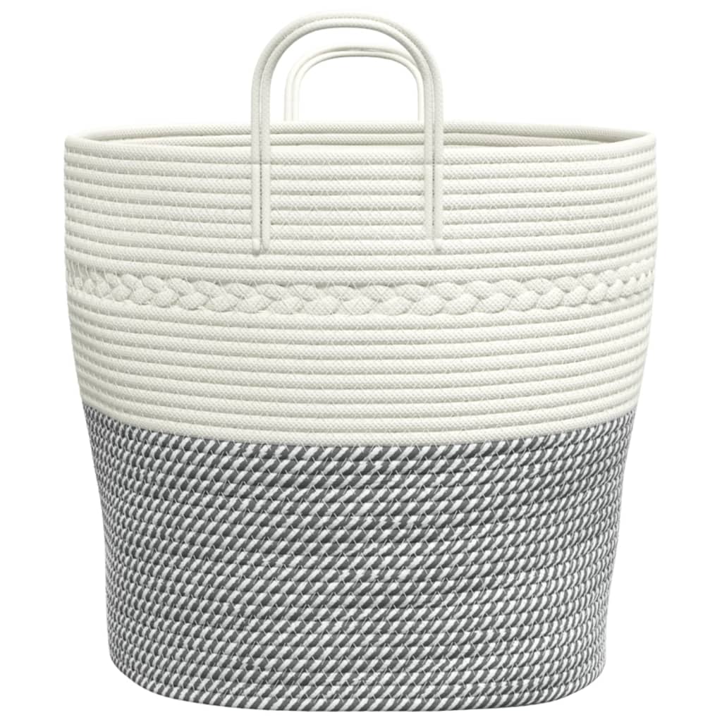 vidaXL Storage Basket Grey and White Ø43x38 cm Cotton