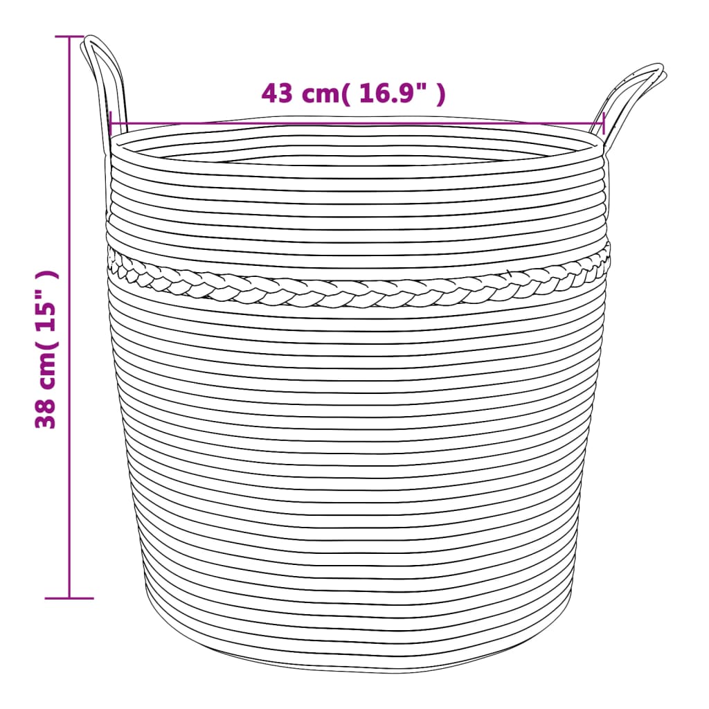 vidaXL Storage Basket Grey and White Ø43x38 cm Cotton