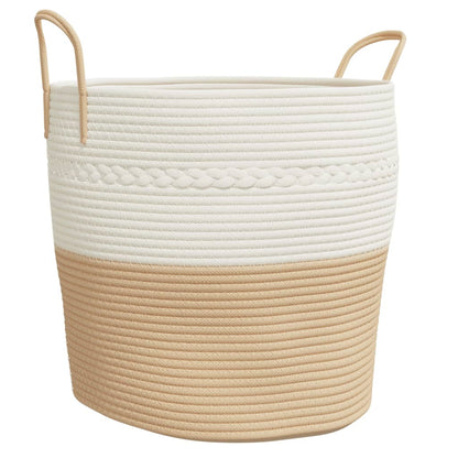 vidaXL Storage Basket Beige and White Ø43x38 cm Cotton
