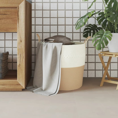 vidaXL Storage Basket Beige and White Ø43x38 cm Cotton