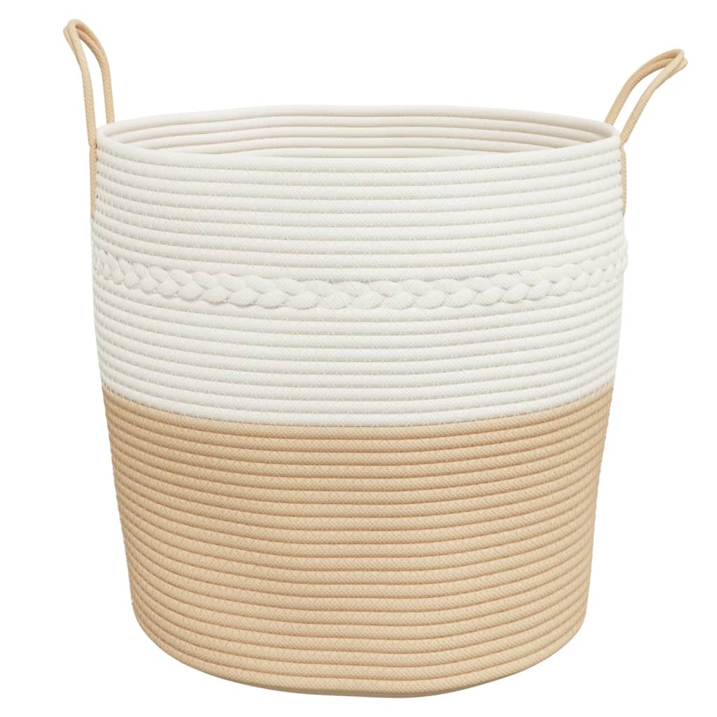 vidaXL Storage Basket Beige and White Ø43x38 cm Cotton