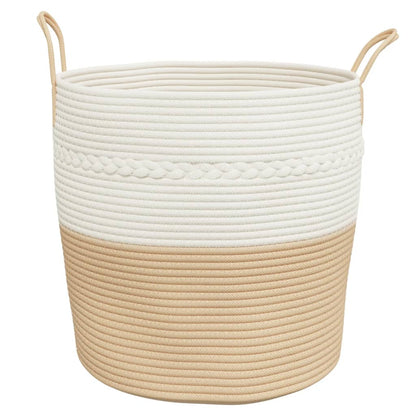 vidaXL Storage Basket Beige and White Ø43x38 cm Cotton